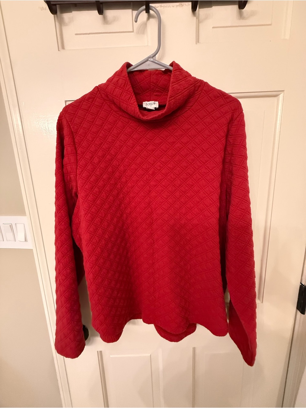 J. Crew Red Quilted Turtleneck Sweater